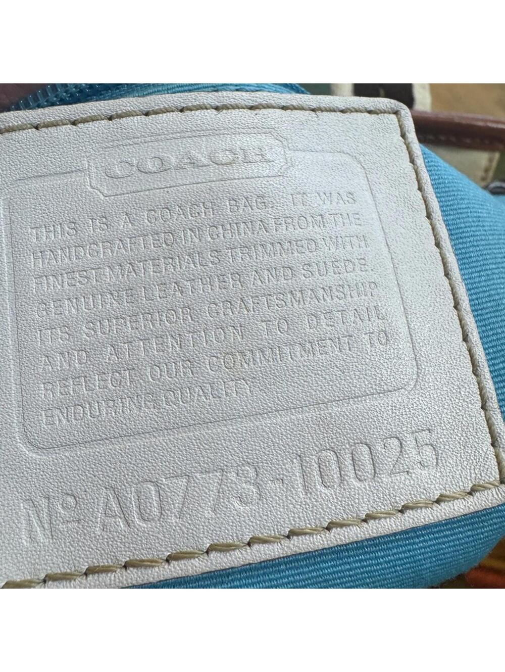Y2K Coach Hampton’s Pastel Stripes Canvas Tote Bag Leather Trim - Picture 5 of 5